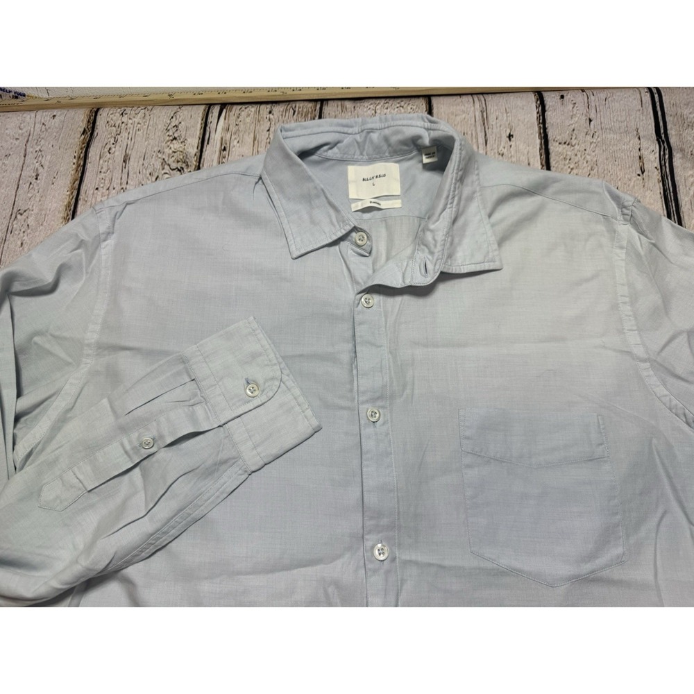 Billy Reid Shirt‎ Mens Large Light Blue Button Down Long Sleeve Cashmere Cotton